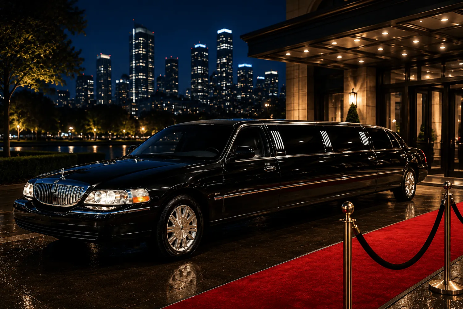 Luxury Lincoln Town Car stretch limo for VIP events
